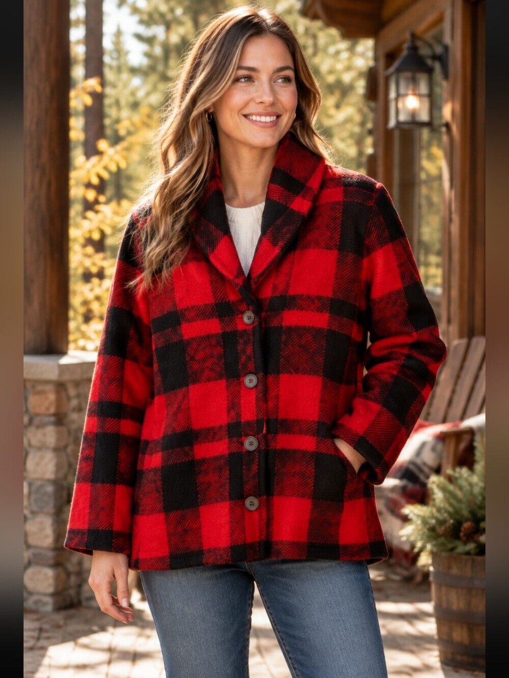 Chaps Buffalo Plaid Button Up Cardigan Cabin Core Size Large
